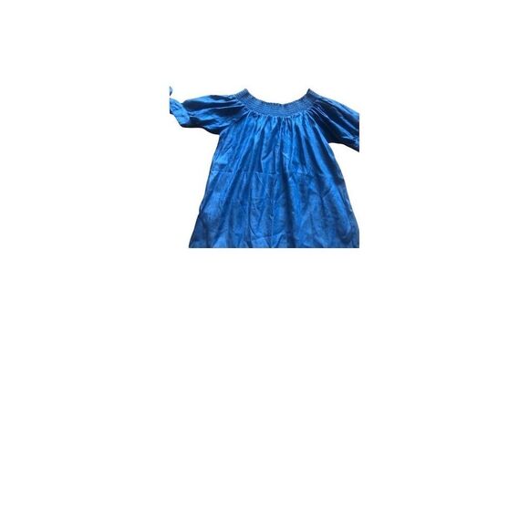 Women's 2XL Blue Off-Shoulder Midi Dress with Lace Trim - Picture 6 of 6